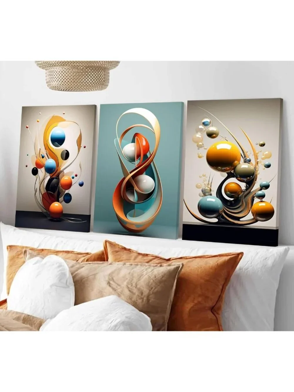 3-Piece Modern Abstract Geometry Canvas Wall Art Set - 12x16in Decor
